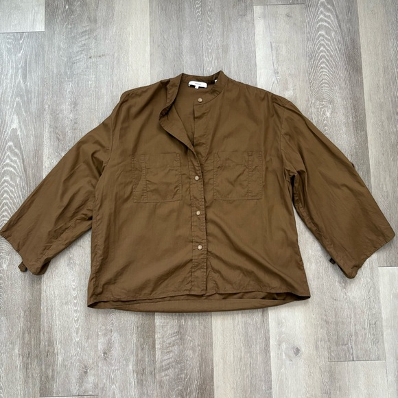 VINCE D-Ring Sleeve Utility Shirt in Cottonwood Brown - Picture 1 of 15